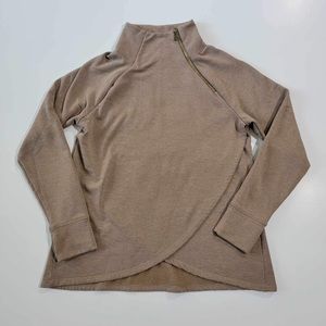 Jockey Sweater Women's Large Athletic Activewear Beige Thumb Holes